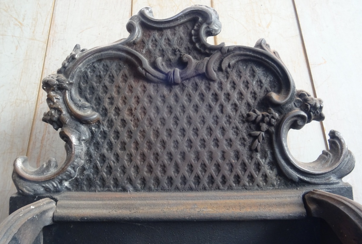 Cast Iron and Brass Georgian Revival Fire Basket (3).JPG